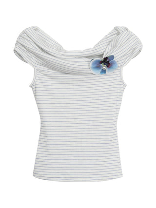 blue off-shoulder top