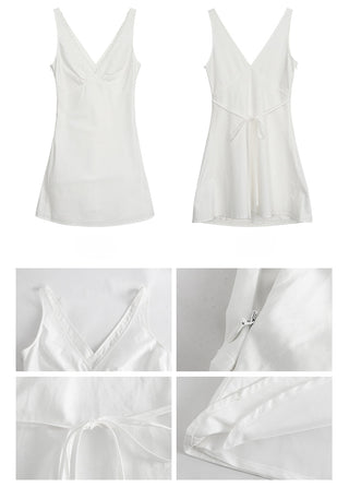 white V-neck dress