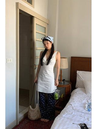 white V-neck dress