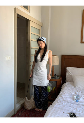 white V-neck dress