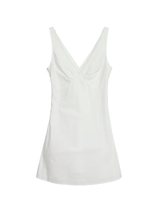 white V-neck dress