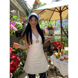 white V-neck dress