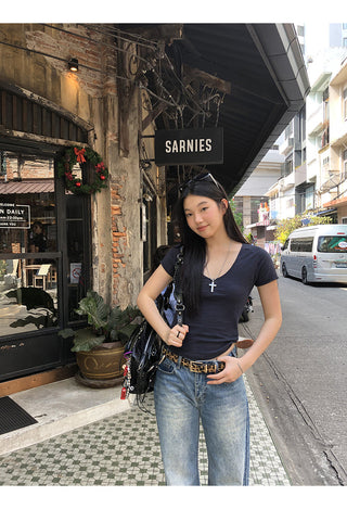 white slim fit top