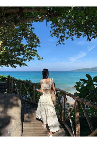 white backless dress