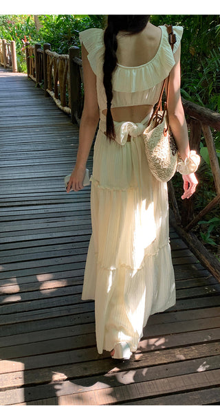 white backless dress
