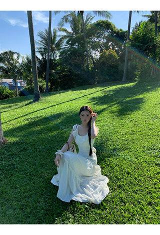 white backless dress