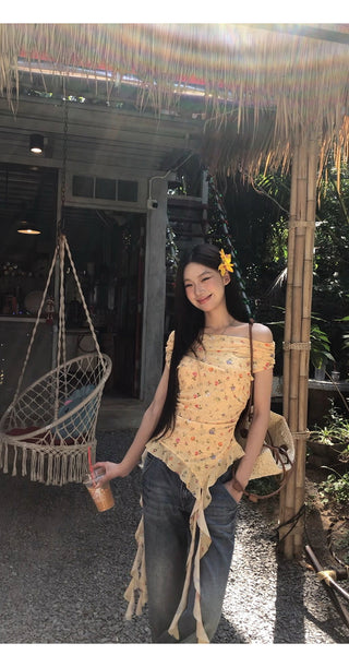 floral off-shoulder top