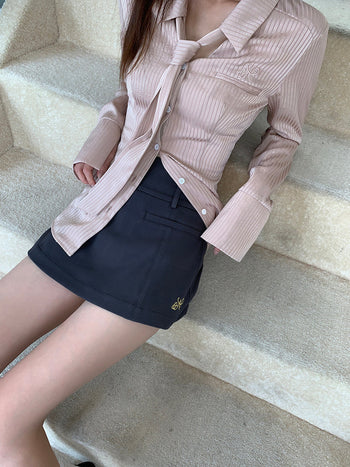 gray high waist skirt