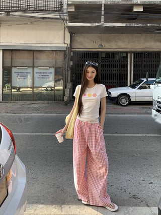 pink plaid pants