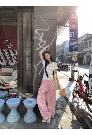 pink plaid pants