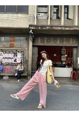 pink plaid pants