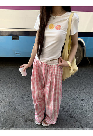 pink plaid pants