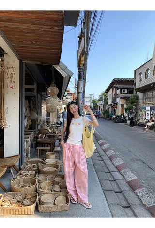 pink plaid pants