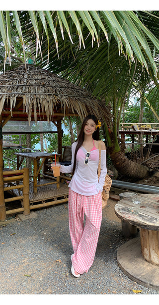 pink plaid pants