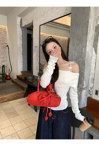 white off-shoulder sweater