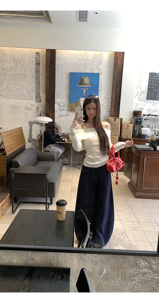 white off-shoulder sweater