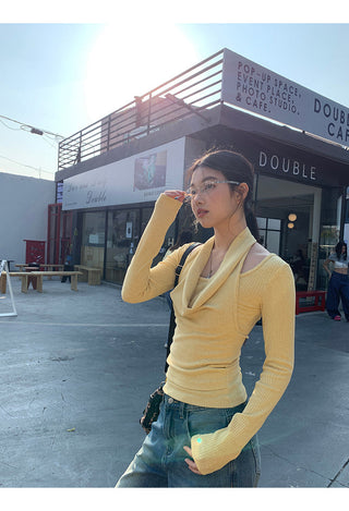yellow sexy long top
