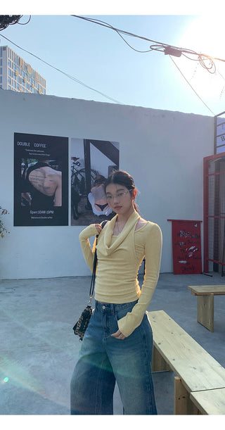 yellow sexy long top