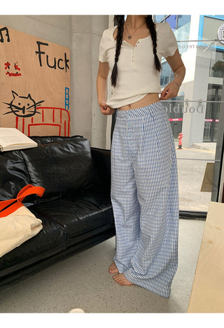 blue plaid pants