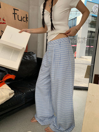 blue plaid pants