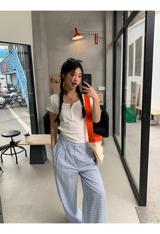 blue plaid pants