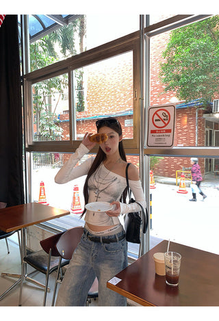 white off-shoulder top