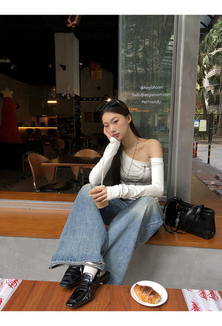 white off-shoulder top