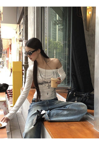 white off-shoulder top