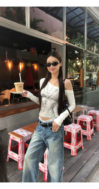 white off-shoulder top