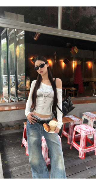 white off-shoulder top
