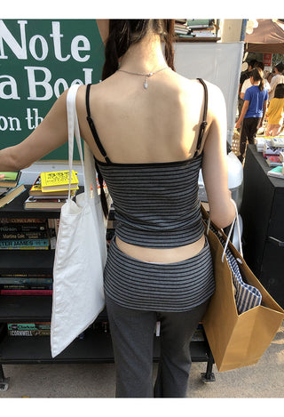 gray striped set
