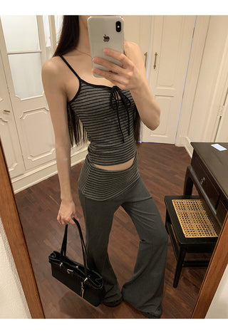 gray striped set
