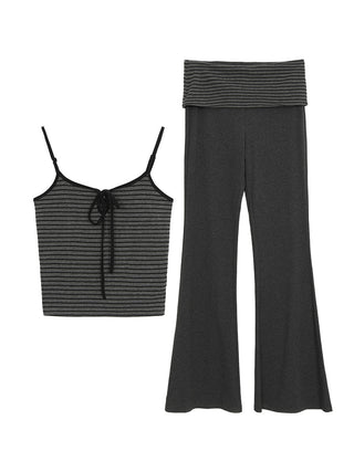 gray striped set