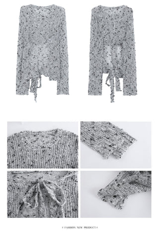gray hollow sweater tops