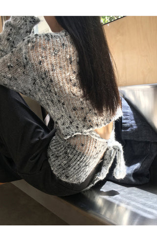 gray hollow sweater tops