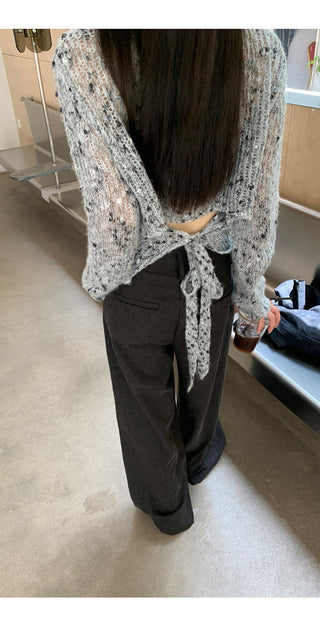 gray hollow sweater tops
