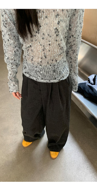 gray hollow sweater tops