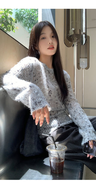gray hollow sweater tops