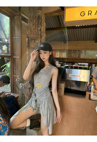 gray fake two-piece tops