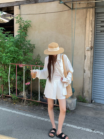 white French shirt set