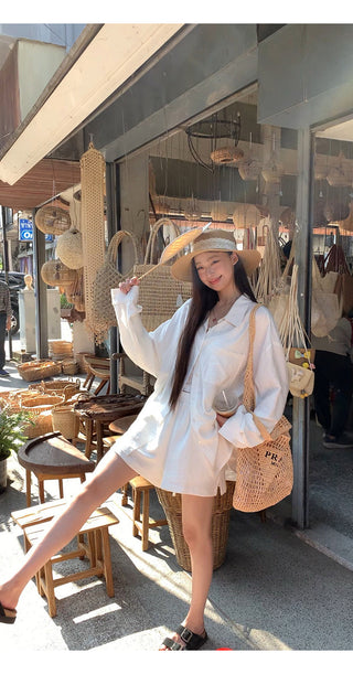 white French shirt set