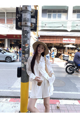 white French shirt set