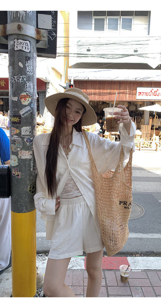 white French shirt set