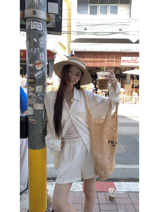 white French shirt set