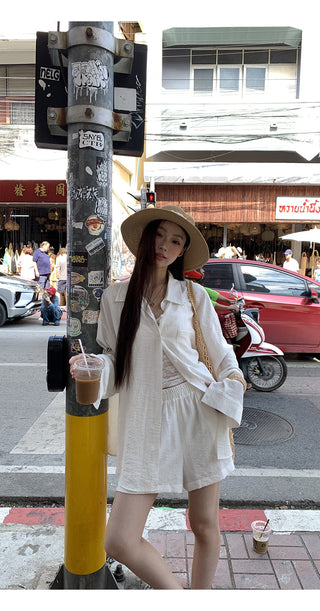 white French shirt set