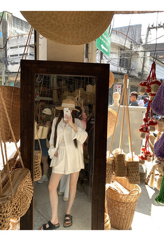 white French shirt set