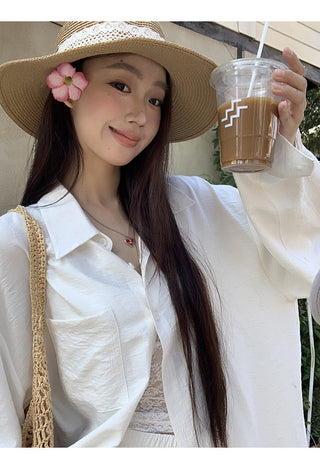 white French shirt set