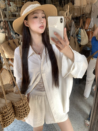 white French shirt set