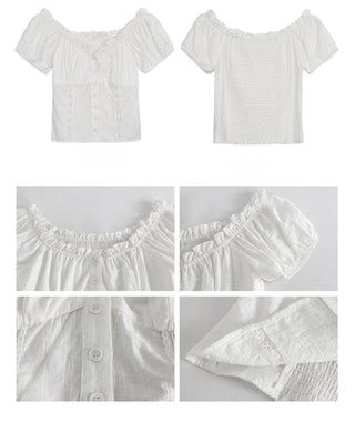 white off-shoulder blouse