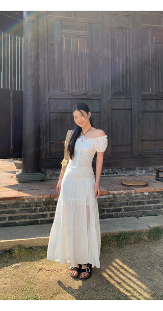 white off-shoulder blouse
